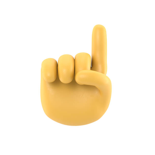 istock Cartoon Gesture Icon Mockup.Cartoon character hand pointing gesture. 3D rendering on white background. 1471892243