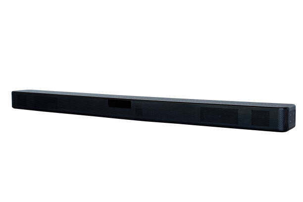 istock Black Wireless Sound Bar Speaker, Modern home theater device isolated on white background with clipping path 1471892321