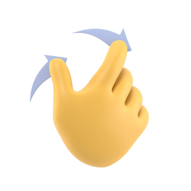 istock Cartoon Gesture Icon Mockup.Touchscreen gesture line icons.3D illustration two hands Swipe Right Cartoon character hand. 3D rendering on white background. 1471892389
