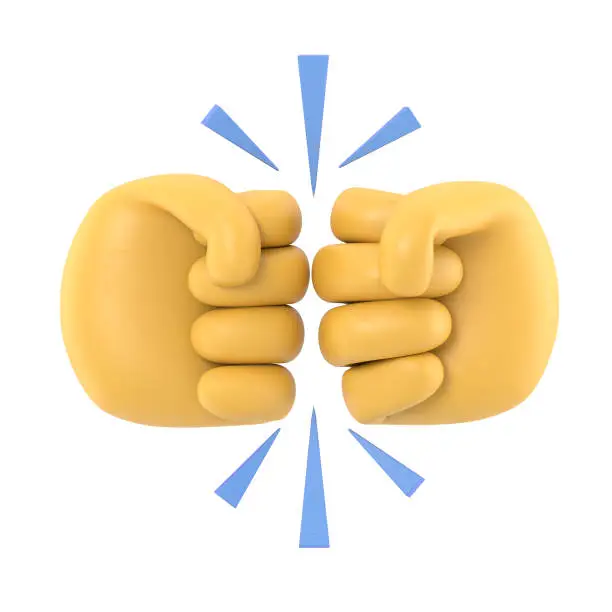 Photo of Cartoon Gesture Icon Mockup.Two fists clenched in a dispute. Disagreements of businessmen. Business conflict pictogram, debate, 3D rendering on white background.