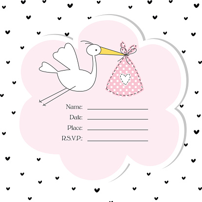 Baby announcement card with copy space