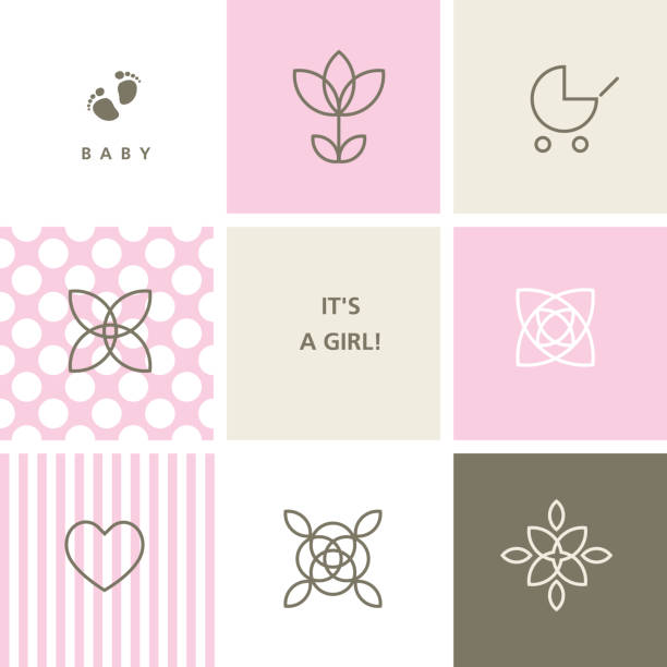 illustrazioni stock, clip art, cartoni animati e icone di tendenza di baby doccia carta - baby shower invitation its a girl greeting card