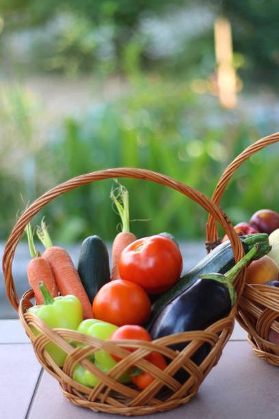 Baskets in a Garden stock photo