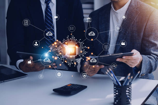 istock Digital transformation technology strategy, IoT, internet of things. transformation of ideas and the adoption of technology in business in the digital age, enhancing global business capabilities. Ai 1471902196