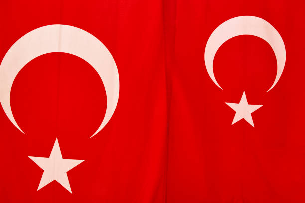 istock Turkish flags waving on vertical. Turkey national identity emblem 1471906989