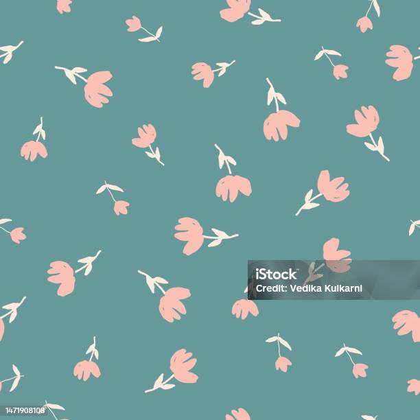 Pattern Spaced Out Colorful Simple Monochrome Seamless Print Spaced Out Floral Pattern With Ditsy ...
