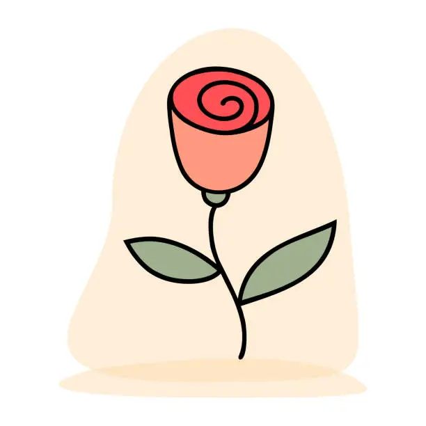 Vector illustration of Clip art of hand drawn doodle rose on isolated background