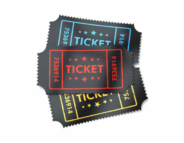 istock Three Cinema Dark Red Blue Yellow Tickets isolated Object and Shadow Clipping Path 1471910320