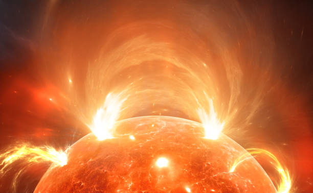 istock Sun with corona. Solar storm, solar flares. For use with projects on science, research, and education. 1471911428
