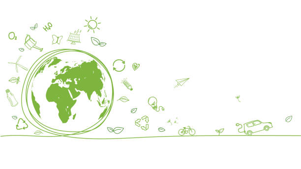 Sustainability development background banner with hand drawn for Earth day, Save the world, World Environmental and Ecology concept, Vector illustration Sustainability development background banner with hand drawn for Earth day, Save the world, World Environmental and Ecology concept, Vector illustration zero waste illustration stock illustrations