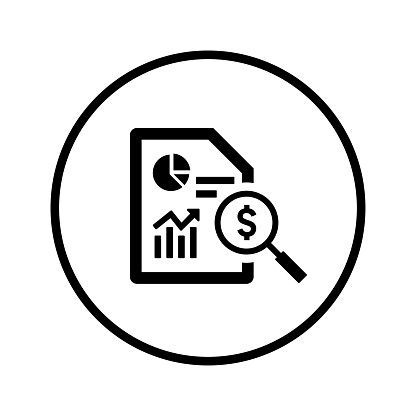 Analysis Business Report icon symbol for use on mobile apps, print media and web design or any type of design projects.