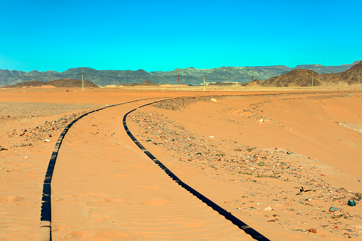 Rail route across the Sahara in Egypt