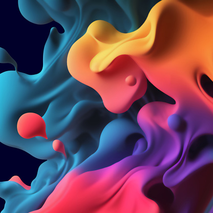 abstract background, multicolored splashes of paint, 3d illustration