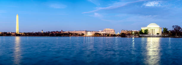 вашингтон, округ колумбия, сша ночью - washington dc night jefferson memorial memorial стоковые фото и изображения