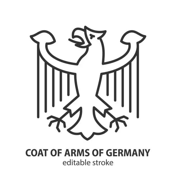 Vector illustration of Coats of arms of Germany line icon. Federal eagle vector symbol. Editable stroke.