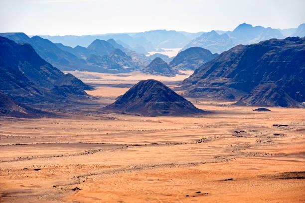 Moonscape of Wadi Rum or Valley of the Moon, Jordan, Middle East stock photo