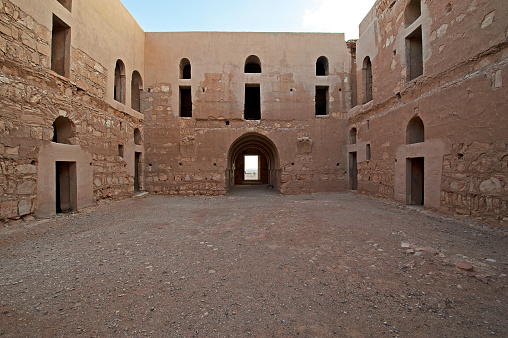 Probably established for it convenient location on a trade route and with adequate water supply nearby, Qasr Kharana Desert Castle, an Umayyad palace, acts as a model for others and is approximately one fourth the size of later examples, indicating that it represented a standard for new and developing Islamic ideas