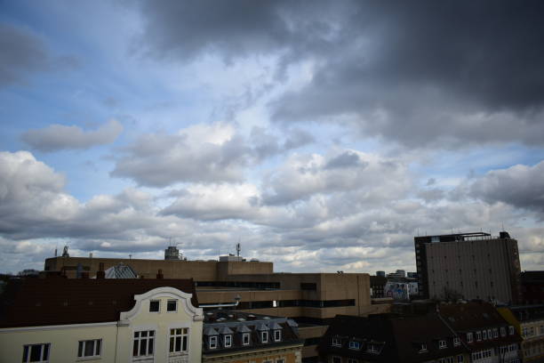 istock Hamburg skyline on a cloudy day from a rooftop 1471922546