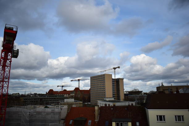 istock Hamburg skyline on a cloudy day from a rooftop 1471922610