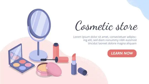 Vector illustration of Isometric cosmetic banner