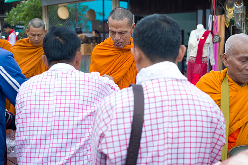 Bangkok, THAILAND - AUGUST 15: There were monks preparing to pray at the event.