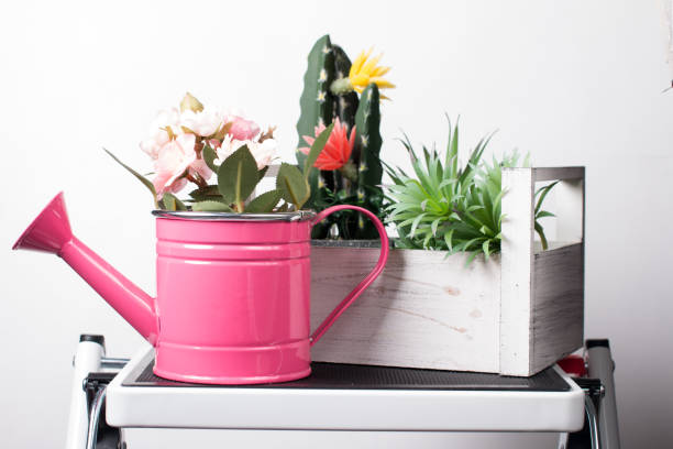 istock Planting flowers in spring and gardening tools. Spring concept 1471926182