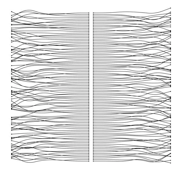 Vector illustration of Two different sections of bundles of wires connecting