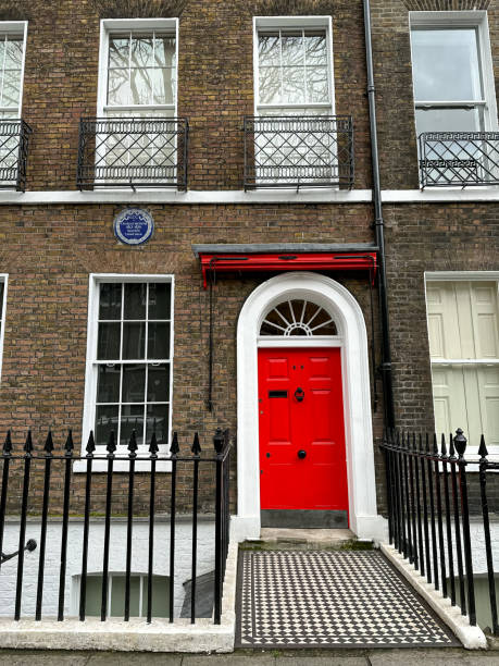Old red front door house