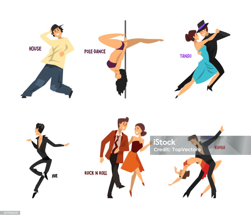 Filming Dancer Graphics Professional Dancer People Dancing Performing On Stage Vector Set Stock ...