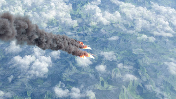 istock Meteors asteroids or rockets burning over cloudsAerial view 1471933030