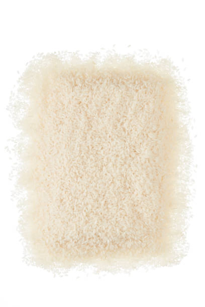 istock Top View of Raw Rice On White 1471934984