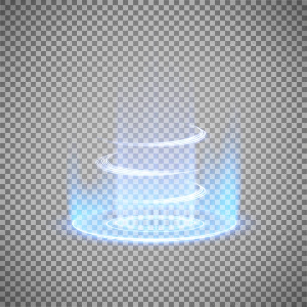 magisches fantasy-portal. futuristischer teleport. lichteffekt. blaue strahlen einer nachtszene mit funken auf transparentem hintergrund. vektor - north rhine westfalia flash stock-grafiken, -clipart, -cartoons und -symbole