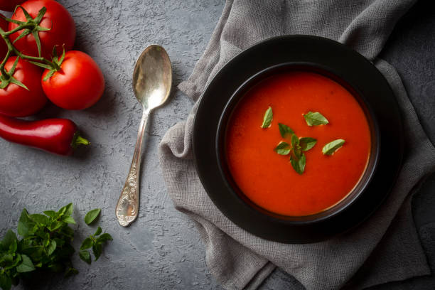 istock Delicious looking tomato soup. Turkish name; Domates corbasi 1471940314