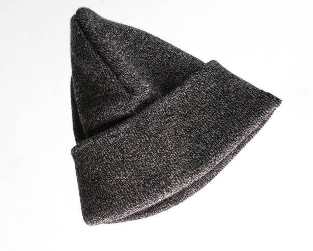 istock Gray warm unisex hat on a gray background 1471940620