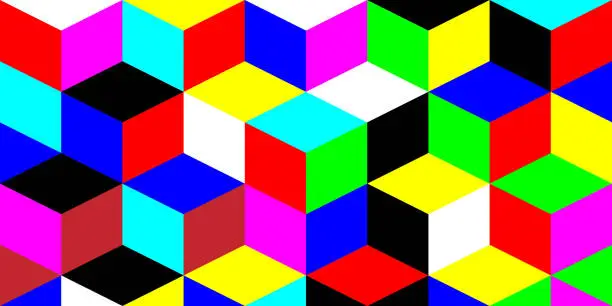 Vector illustration of Design of colored cubes in perspective