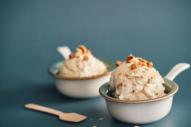 istock Vanilla Ice Cream with Caramel Topping 1471946429
