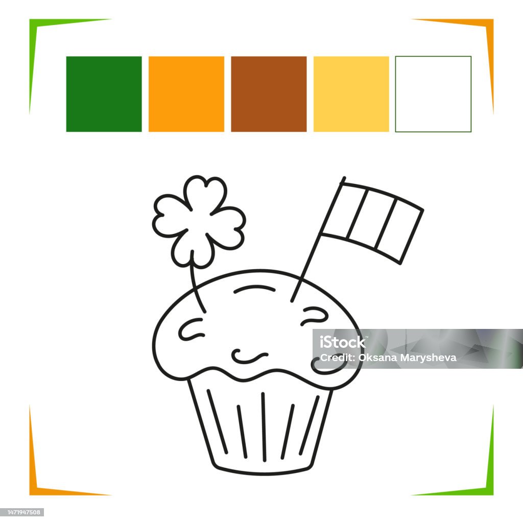 Vetores de Página De Cupcake Para Saint Patricia Para Colorir Planilha  Vector Educacional Colorida Por Amostra Jogo De Pintura e mais imagens de  Aprender - iStock