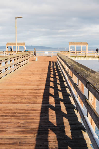 Wood Dock on Puget Sound on Sunny Day in Pacific Northwest