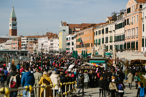 Venice, Italy - Carnival 26-02-2017: Crowd in Venice during Carnival