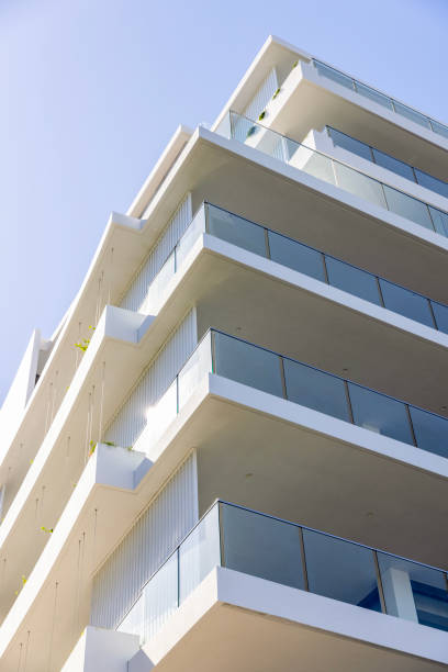 istock Closeup new, modern apartment building, background with copy space 1471955631