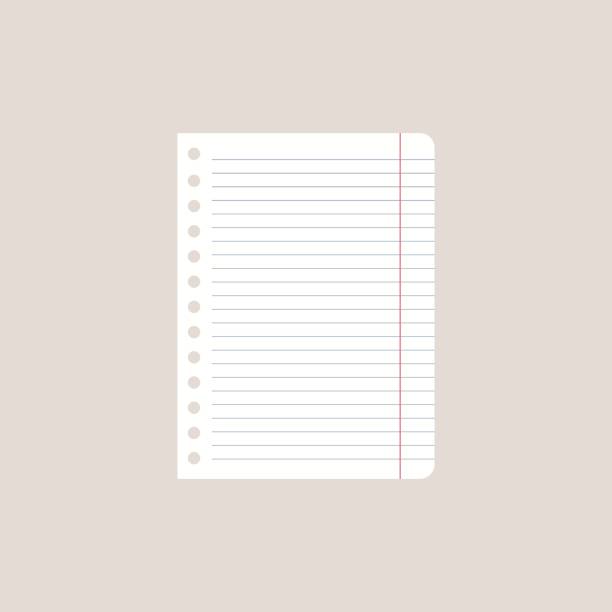 ilustrações de stock, clip art, desenhos animados e ícones de a sheet of paper in a line. vector illustration. - spiral notebook