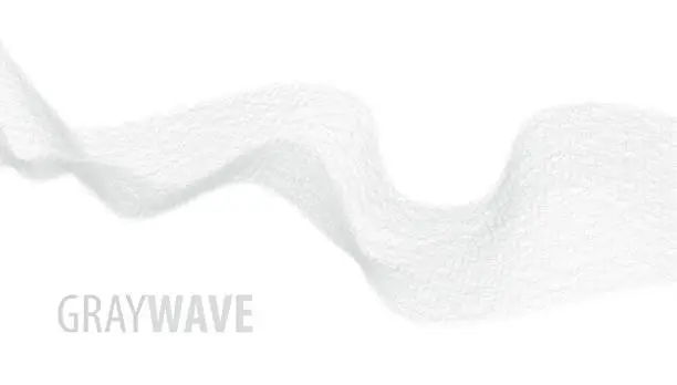 Vector illustration of Grey wave of thin lines on a white. Vector graphics