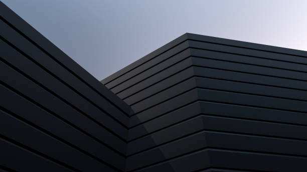 istock Architectural design of the building, building wall. Dark building modern concrete structure. 3D render. 1471964703