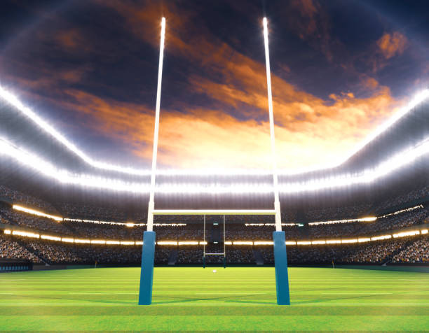istock Rugby Stadium with Rugby Ball 1471965475