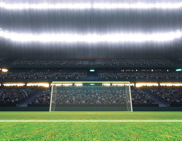 Artificial turf sports field showing white lines