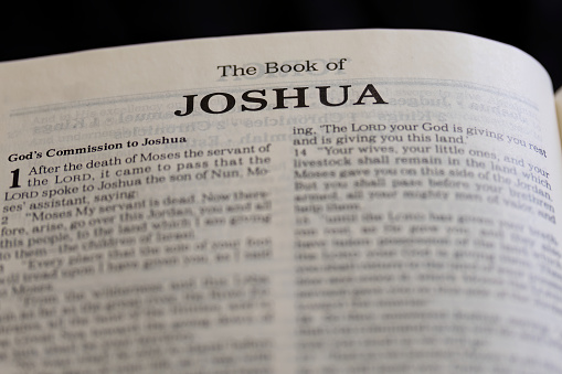 title page from the book of Joshua in the bible or torah for faith, christian, jew, jewish, hebrew, israelite, history, religion