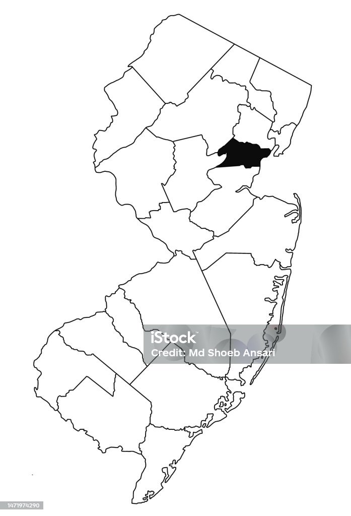Map Of Union County In New Jersey State On White Background Single ...