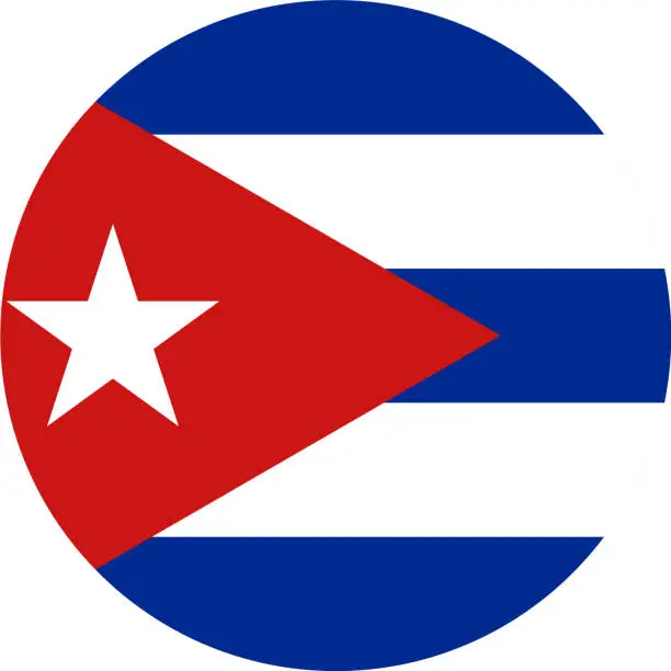 Vector illustration of Cuba flag button on white background