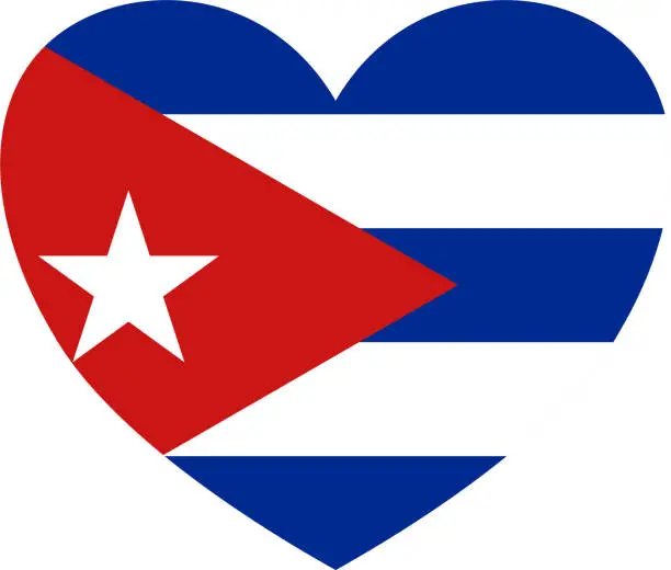 Vector illustration of Cuba flag in heart shape isolated  on  transparent  background