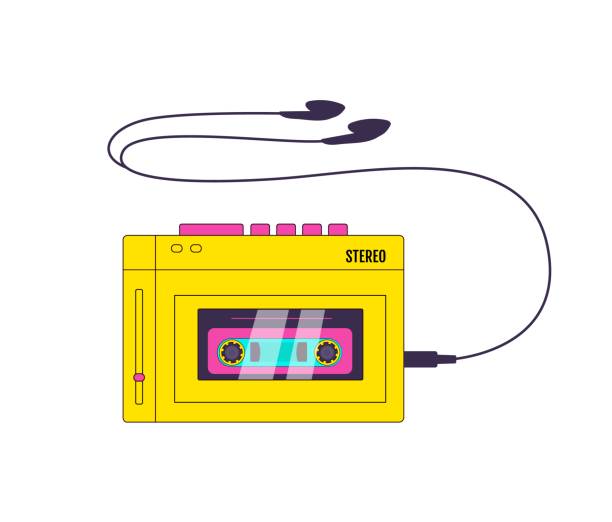 istock Retro 90s music player with headphones vector illustration 1471978188